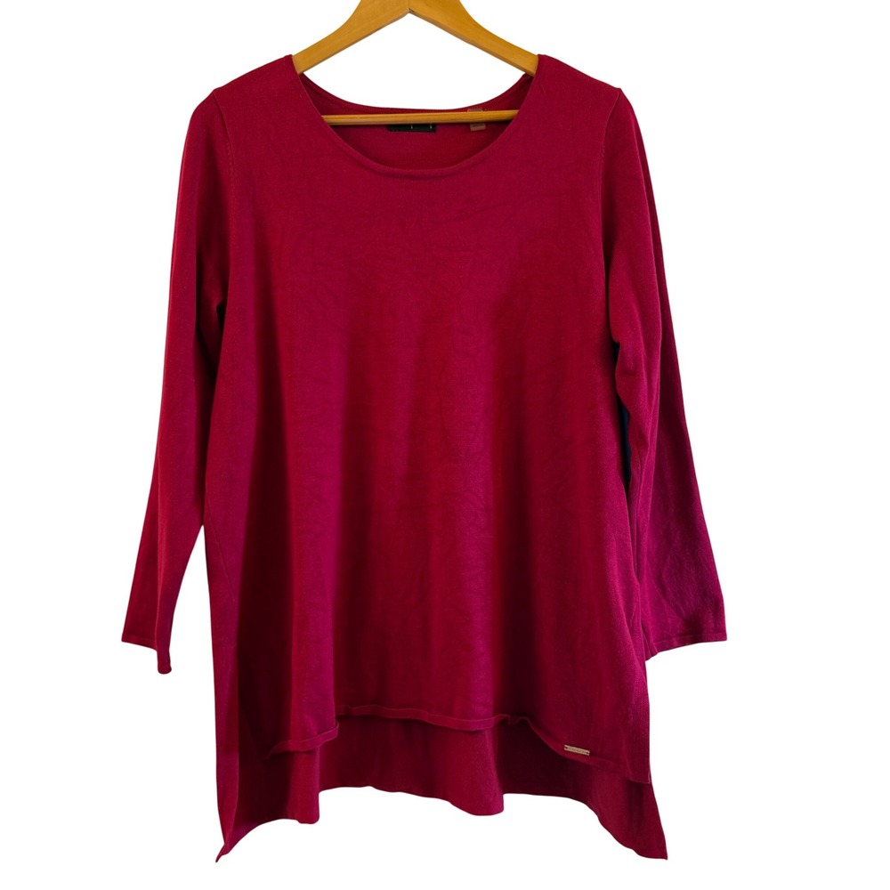 T Tahari Woman Magenta Pink Knit Tunic Top Sweater Size 1X‎